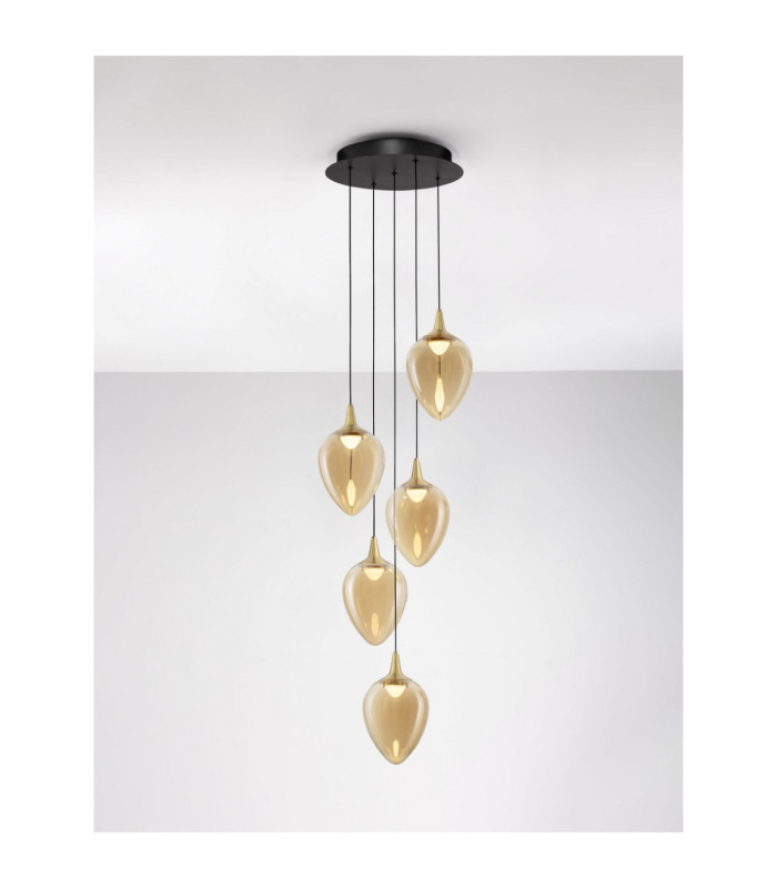 Nali Cluster Pendant Ceiling Light Champagne Brass Gold Matt Black Triac Dimmable LED 30W 1965lm 3000K-4