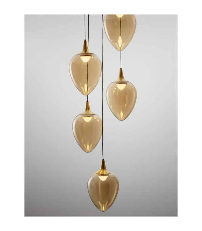 Nali Cluster Pendant Ceiling Light Champagne Brass Gold Matt Black Triac Dimmable LED 30W 1965lm 3000K-5