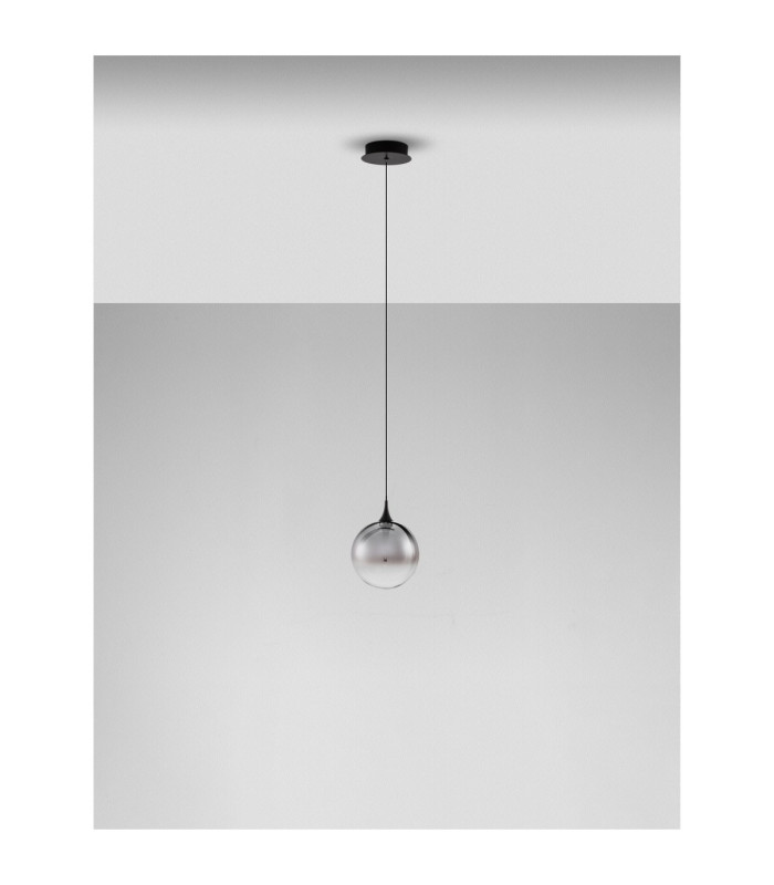 Orenda Globe Pendant Ceiling Light Smokey Matt Black LED 5W 225lm 3000K-3