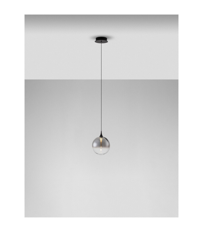 Orenda Globe Pendant Ceiling Light Smokey Matt Black LED 5W 225lm 3000K-4