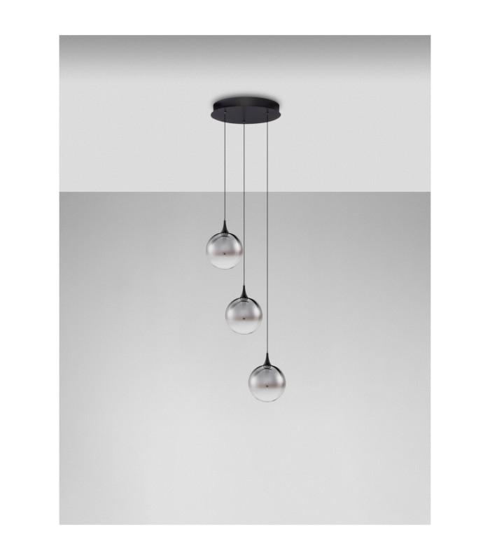 Orenda Cluster Pendant Ceiling Light Smokey Matt Black Triac Dimmable LED 15W 675lm 3000K-3