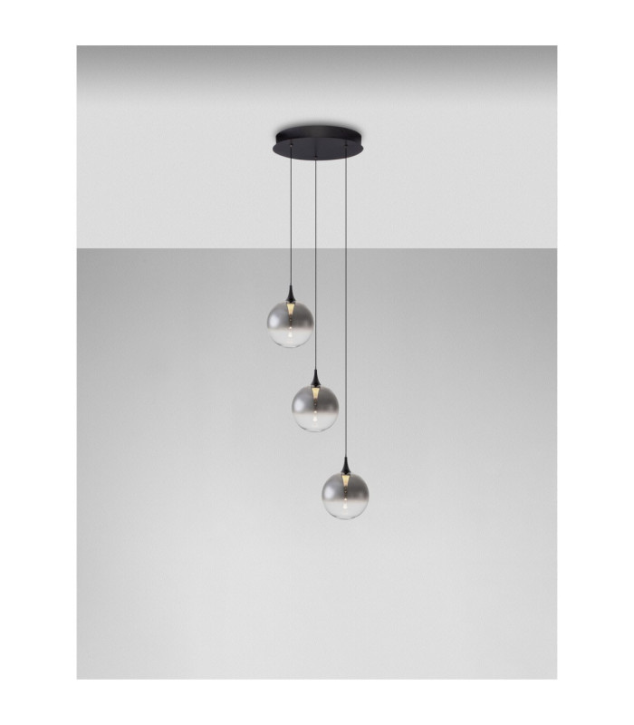Orenda Cluster Pendant Ceiling Light Smokey Matt Black Triac Dimmable LED 15W 675lm 3000K-4