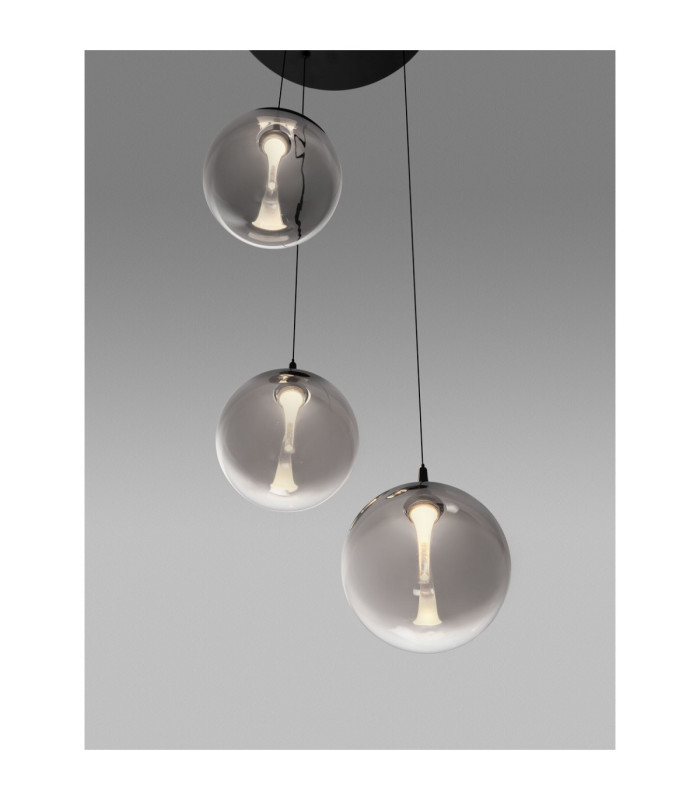 Orenda Cluster Pendant Ceiling Light Smokey Matt Black Triac Dimmable LED 15W 675lm 3000K-5