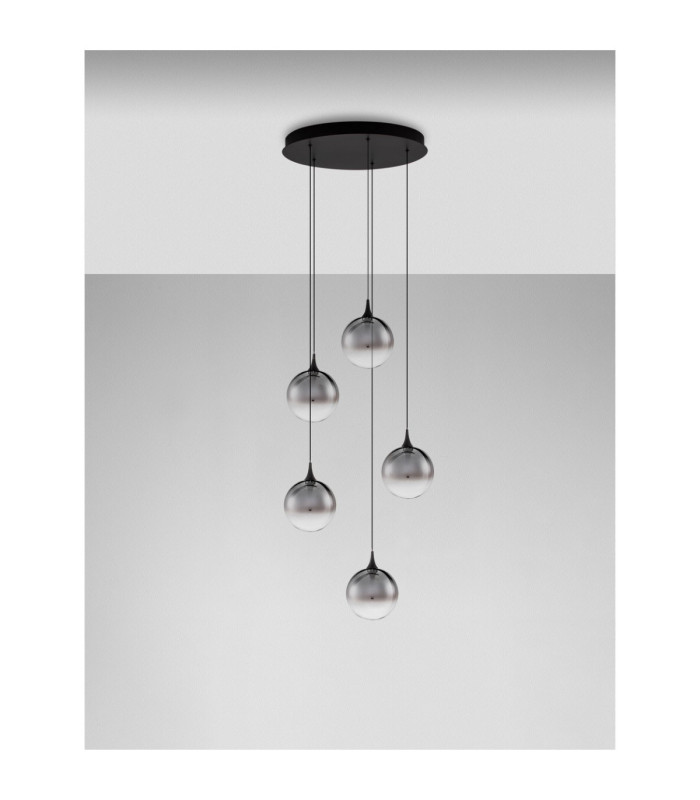 Orenda Cluster Pendant Ceiling Light Smokey Matt Black Triac Dimmable LED 20W 1125lm 3000K-3