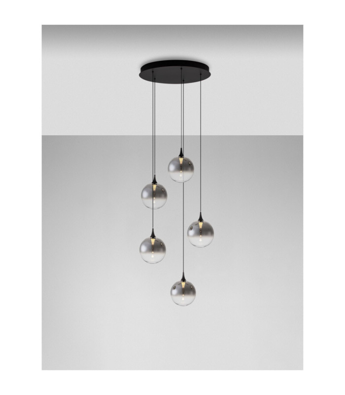 Orenda Cluster Pendant Ceiling Light Smokey Matt Black Triac Dimmable LED 20W 1125lm 3000K-4