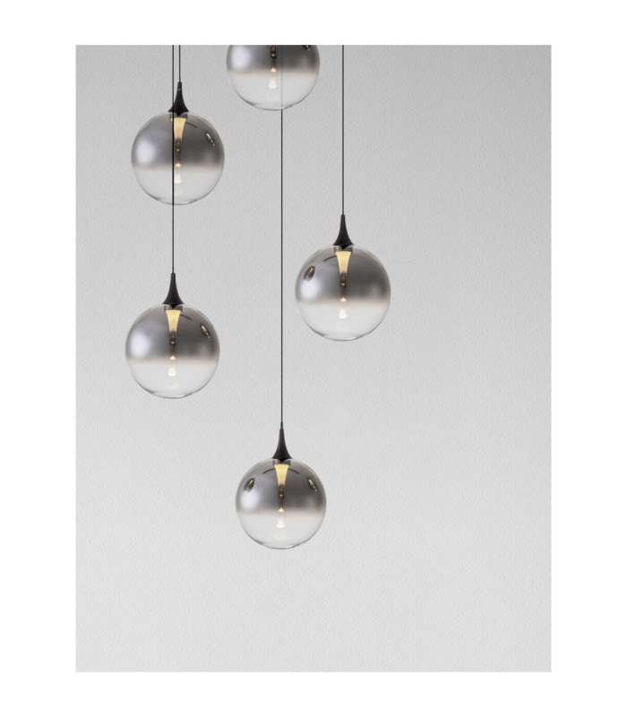 Orenda Cluster Pendant Ceiling Light Smokey Matt Black Triac Dimmable LED 20W 1125lm 3000K-5
