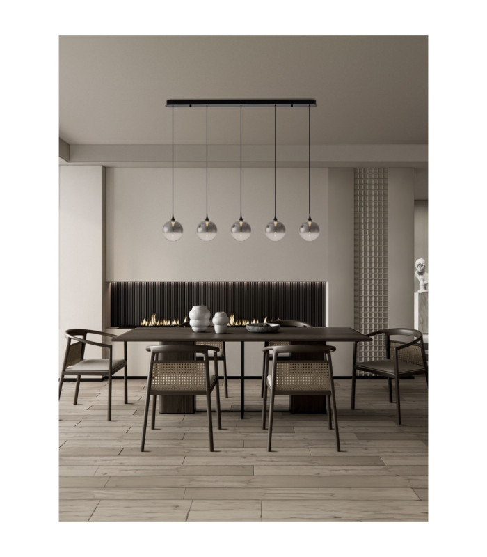 Orenda Bar Pendant Ceiling Light Smokey Matt Black Triac Dimmable LED 20W 1125lm 3000K-2