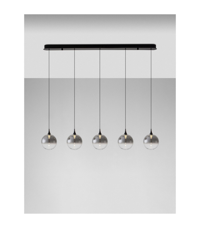 Orenda Bar Pendant Ceiling Light Smokey Matt Black Triac Dimmable LED 20W 1125lm 3000K-4
