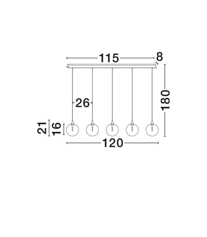 Orenda Bar Pendant Ceiling Light Smokey Matt Black Triac Dimmable LED 20W 1125lm 3000K-6