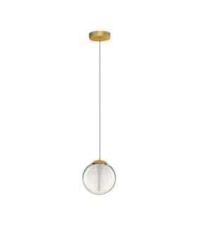 Galeo Globe Pendant Ceiling Light Clear Sandy Gold Triac Dimmable LED 7W 506lm 3000K-1