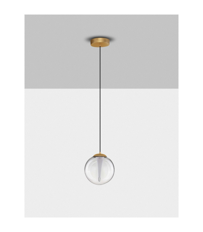 Galeo Globe Pendant Ceiling Light Clear Sandy Gold Triac Dimmable LED 7W 506lm 3000K-3