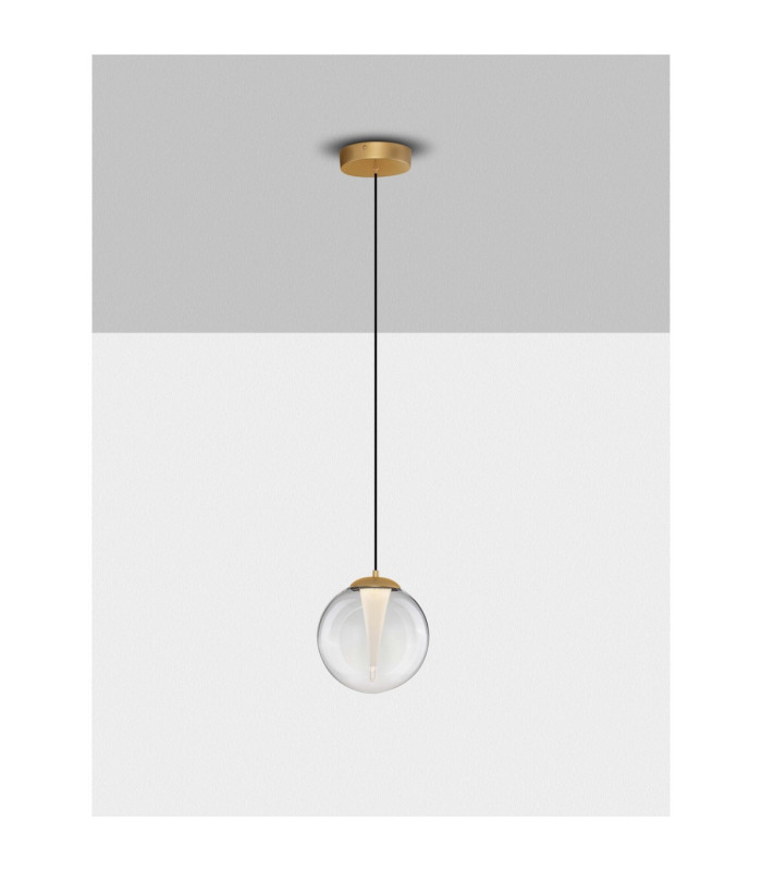 Galeo Globe Pendant Ceiling Light Clear Sandy Gold Triac Dimmable LED 7W 506lm 3000K-4