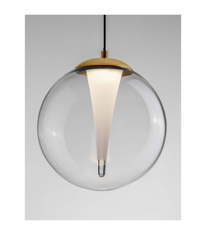 Galeo Globe Pendant Ceiling Light Clear Sandy Gold Triac Dimmable LED 7W 506lm 3000K-5