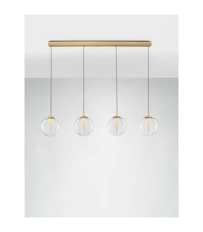 Galeo Bar Pendant Ceiling Light Clear Sandy Gold Triac Dimmable LED 25W 1765lm 3000K-4