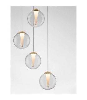 Galeo Cluster Pendant Ceiling Light Clear Sandy Gold Triac Dimmable LED 25W 1765lm 3000K-2