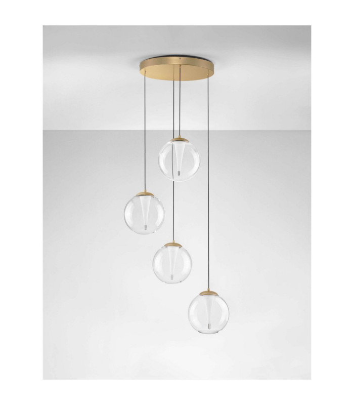 Galeo Cluster Pendant Ceiling Light Clear Sandy Gold Triac Dimmable LED 25W 1765lm 3000K-3