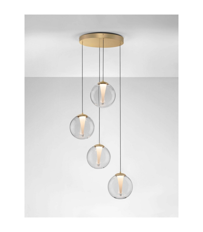 Galeo Cluster Pendant Ceiling Light Clear Sandy Gold Triac Dimmable LED 25W 1765lm 3000K-4