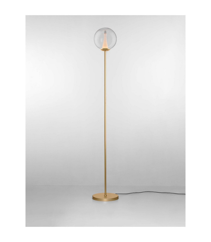 Galeo Glass Floor Lamp Clear Sandy Gold Dimmable LED 7W 506lm 3000K-4