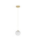Blazik Globe Pendant Ceiling Light Clear Structured Brass Gold LED 5W 261lm 3000K-1