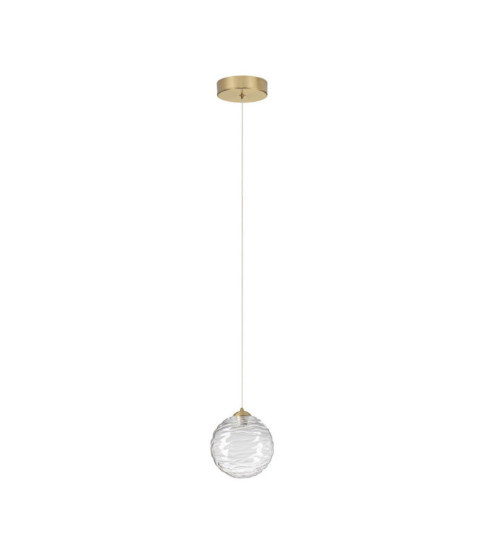 Blazik Globe Pendant Ceiling Light Clear Structured Brass Gold LED 5W 261lm 3000K-1