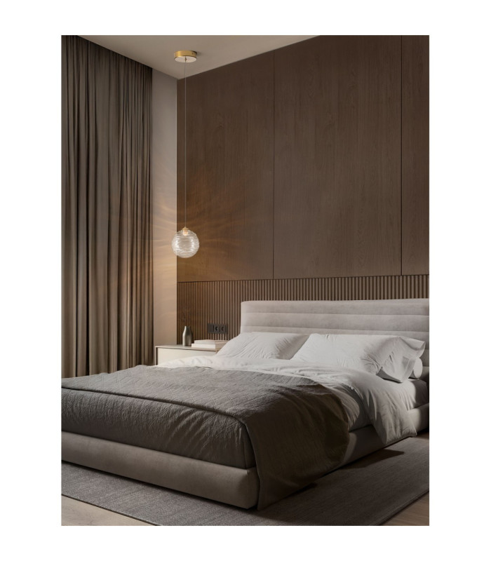 Blazik Globe Pendant Ceiling Light Clear Structured Brass Gold LED 5W 261lm 3000K-2
