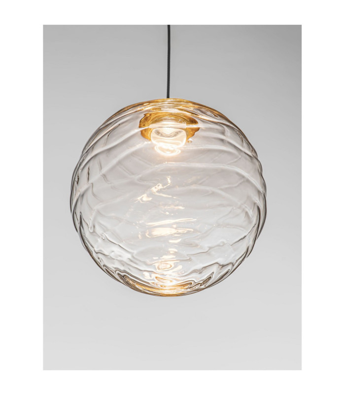 Blazik Globe Pendant Ceiling Light Clear Structured Brass Gold LED 5W 261lm 3000K-6