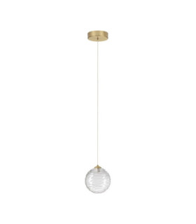 Blazik Globe Pendant Ceiling Light Clear Structured Brass Gold LED 5W 261lm 2700K-1