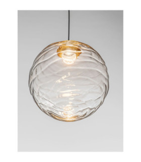 Blazik Globe Pendant Ceiling Light Clear Structured Brass Gold LED 5W 261lm 2700K-2