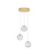 Blazik Cluster Pendant Ceiling Light Clear Structured Brass Gold Triac Dimmable LED 12W 842lm 3000K-1