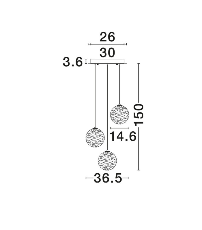 Blazik Cluster Pendant Ceiling Light Clear Structured Brass Gold Triac Dimmable LED 12W 842lm 3000K-7