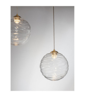 Blazik Cluster Pendant Ceiling Light Clear Structured Brass Gold Triac Dimmable LED 12W 842lm 2700K-2