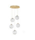 Blazik Cluster Pendant Ceiling Light Clear Structured Brass Gold Triac Dimmable LED 20W 1454lm 3000K-1