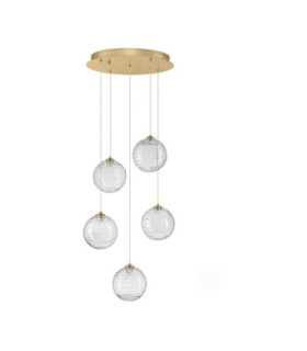 Blazik Cluster Pendant Ceiling Light Clear Structured Brass Gold Triac Dimmable LED 20W 1454lm 3000K-1