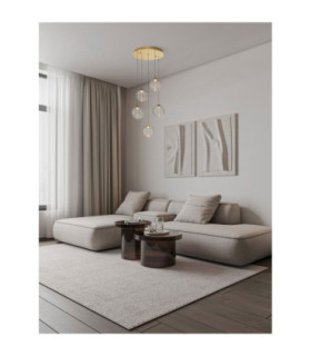 Blazik Cluster Pendant Ceiling Light Clear Structured Brass Gold Triac Dimmable LED 20W 1454lm 3000K-2