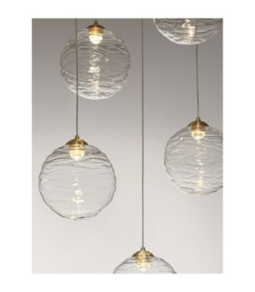 Blazik Cluster Pendant Ceiling Light Clear Structured Brass Gold Triac Dimmable LED 20W 1454lm 2700K-2