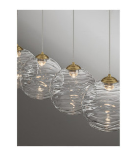 Blazik Bar Pendant Ceiling Light Clear Structured Brass Gold Triac Dimmable LED 20W 1454lm 2700K-2