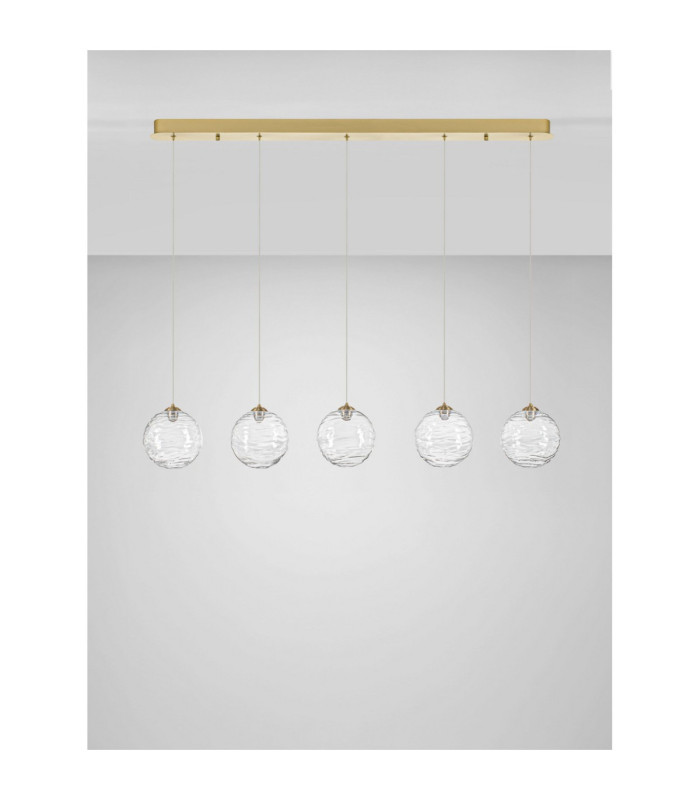Blazik Bar Pendant Ceiling Light Clear Structured Brass Gold Triac Dimmable LED 20W 1454lm 2700K-3