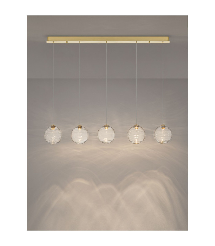 Blazik Bar Pendant Ceiling Light Clear Structured Brass Gold Triac Dimmable LED 20W 1454lm 2700K-4