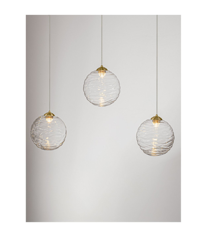 Blazik Bar Pendant Ceiling Light Clear Structured Brass Gold Triac Dimmable LED 20W 1454lm 2700K-5