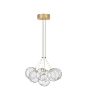 Blazik Cluster Pendant Ceiling Light Clear Structured Brass Gold Triac Dimmable LED 28W 2026lm 3000K-1