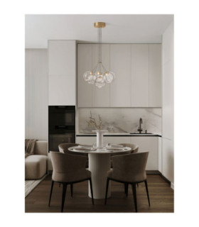 Blazik Cluster Pendant Ceiling Light Clear Structured Brass Gold Triac Dimmable LED 28W 2026lm 3000K-2