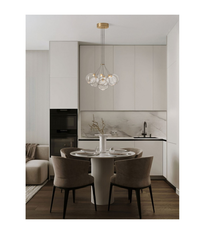 Blazik Cluster Pendant Ceiling Light Clear Structured Brass Gold Triac Dimmable LED 28W 2026lm 3000K-2