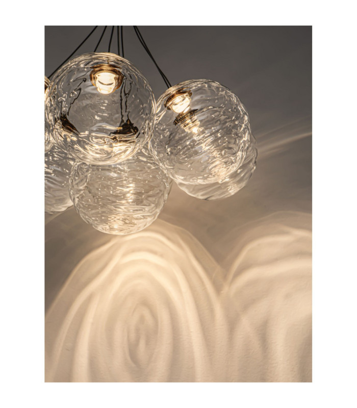 Blazik Cluster Pendant Ceiling Light Clear Structured Brass Gold Triac Dimmable LED 28W 2026lm 3000K-6