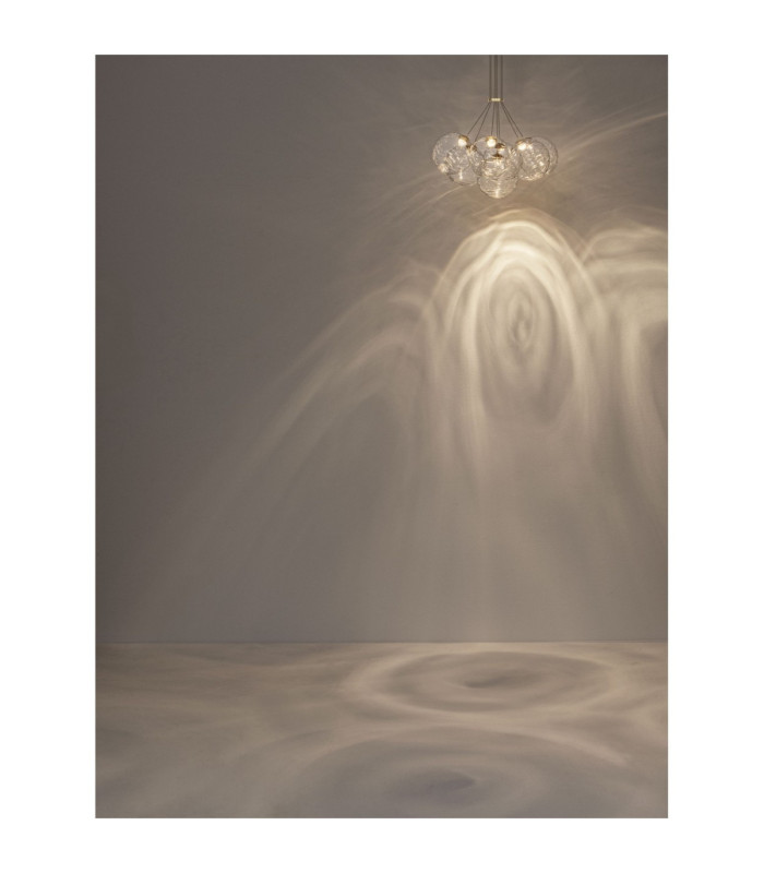Blazik Cluster Pendant Ceiling Light Clear Structured Brass Gold Triac Dimmable LED 28W 2026lm 3000K-7