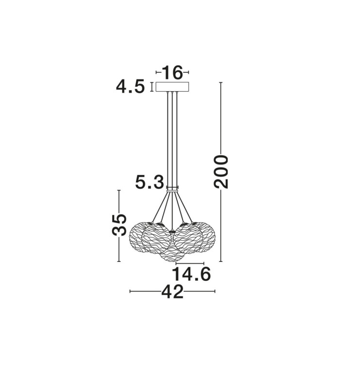 Blazik Cluster Pendant Ceiling Light Clear Structured Brass Gold Triac Dimmable LED 28W 2026lm 3000K-8