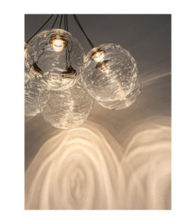 Blazik Cluster Pendant Ceiling Light Clear Structured Brass Gold Triac Dimmable LED 28W 2026lm 2700K-2