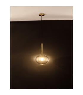 Amelia 24cm Globe Pendant Ceiling Light Clear Sandy Gold LED G9 1x5W-2