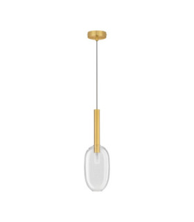 Amelia 14cm Globe Pendant Ceiling Light Clear Sandy Gold LED G9 1x5W-1