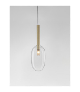 Amelia 14cm Globe Pendant Ceiling Light Clear Sandy Gold LED G9 1x5W-2