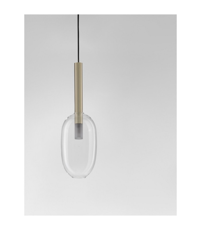 Amelia 14cm Globe Pendant Ceiling Light Clear Sandy Gold LED G9 1x5W-3